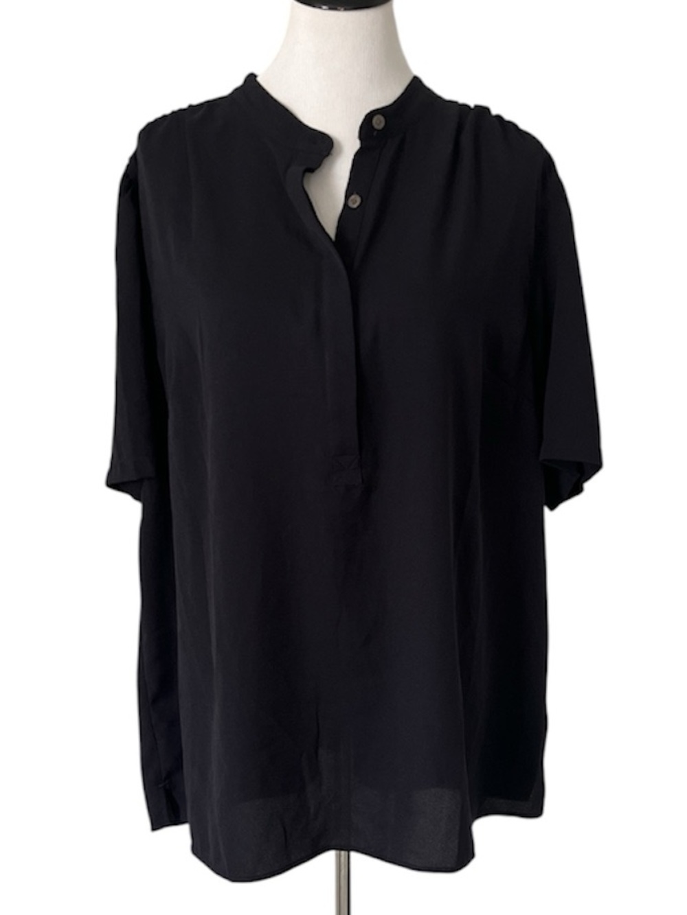 Lands' End Black Short-Sleeve Split-Neck Tunic size 20W